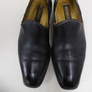SUTOR MANTELLASSI black leather LOAFERS SLIP-ONS shoes 10.5 made in Italy